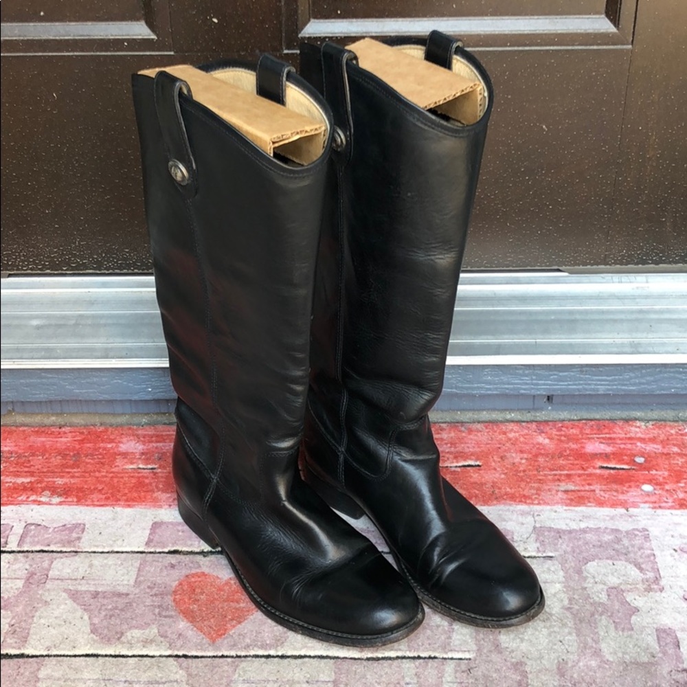 COPY - PREOWNED FRYE MELISSA BLACK LTHR BUTTON BOOTS SZ 7